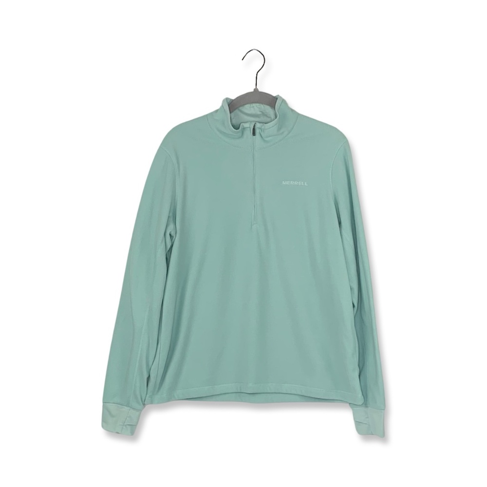 Merrell Seafoam Mint Green Quarter Zip Long Sleeve Fleece Pullover